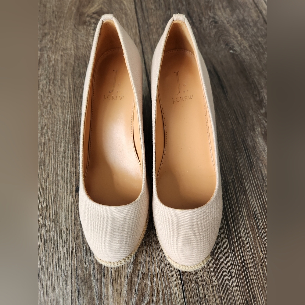 J.Crew Canvas espadrille wedges womens size 5.5